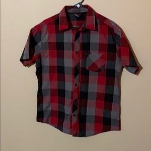 Tony Hawk Youth Large Red/Black Plaid Button Down